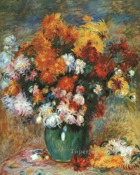 Florero de crisantemos Pierre Auguste Renoir Pinturas al óleo